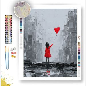 GIRL WITH BALLOON B&W - Paint by Numbers Full Kit