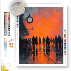 STATION AT NIGHT B&W - Paint by Numbers Full Kit