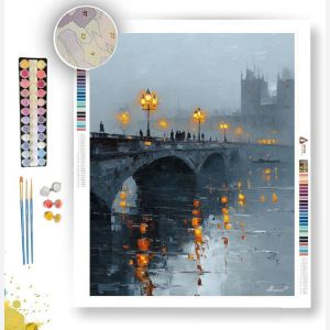WHITE FOG OVER BRIDGE B&W - Paint by Numbers Full Kit