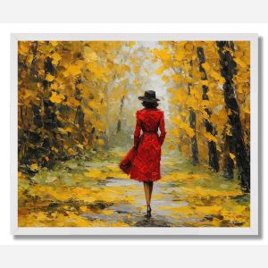 LADY IN RED COAT - FRAMED