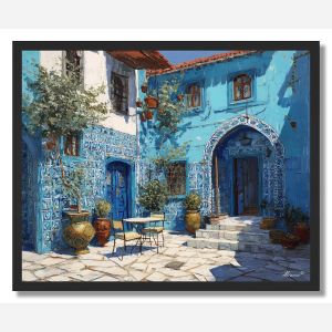 TURKISH BLUE COURTYARD - FRAMED