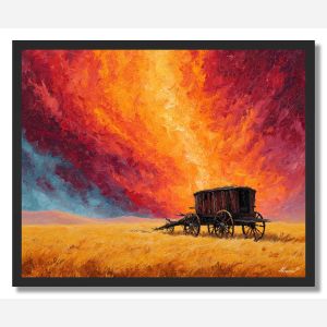 WAGON IN THE DUST - FRAMED