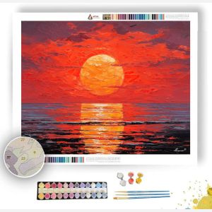 RED SUN OVER SEA - Paint by Numbers Full Kit