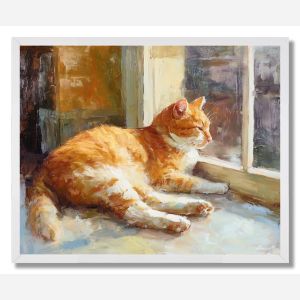 CAT BY WINDOW - FRAMED