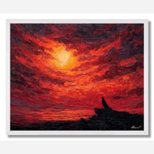 CRIMSON SKY WOLF - FRAMED