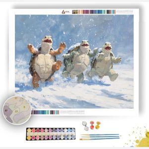 WINTER TURTLE SNOWBALL FIGHT - Paint by Numbers Full Kit
