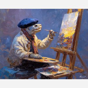 ARTIST TURTLE AT EASEL