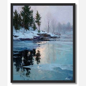 WINTER HARBOR STILLNESS - FRAMED