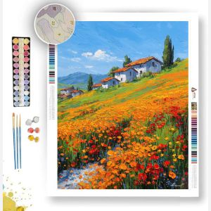 ORANGE BLOOM HILLSIDE - Paint by Numbers Full Kit