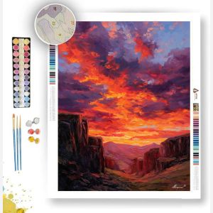 CRIMSON SUNSET HIGHLANDS - Paint by Numbers Full Kit