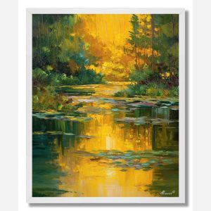 GOLD OVER QUIET WATERS - FRAMED