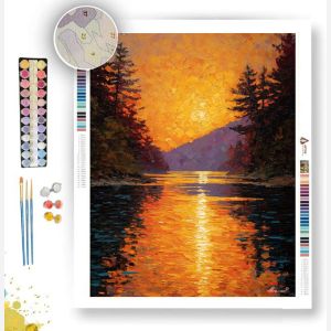 GOLDEN GLASS LAKE - Paint by Numbers Full Kit
