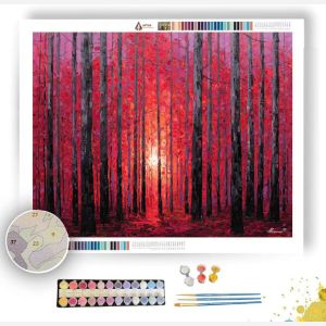 CRIMSON SUNLINE WOODS - Paint by Numbers Full Kit