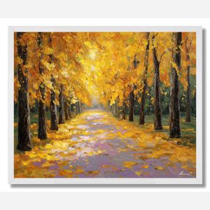 GOLDEN PATH OF LEAVES - FRAMED