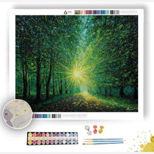 SUNBURST THROUGH THE TREES - Paint by Numbers Full Kit