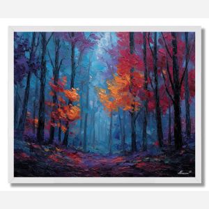 INDIGO AUTUMN FOREST - FRAMED