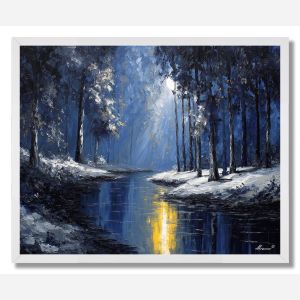 MOONLIGHT THROUGH THE WOODS - FRAMED