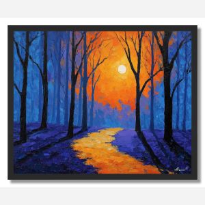 THE BLUE SUNSET FOREST - FRAMED