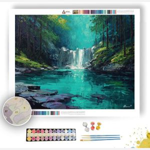 TURQUOISE WATERFALL HAVEN - Paint by Numbers Full Kit
