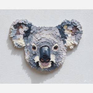 pixel koala, minimal koala sprite, gray pixel face, tiny animal icon, cute block creature, low-res character, simple features, pixel nose dot