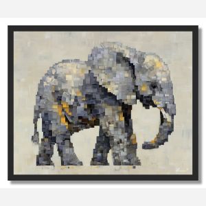 PIXEL ELEPHANT BLOCK - FRAMED