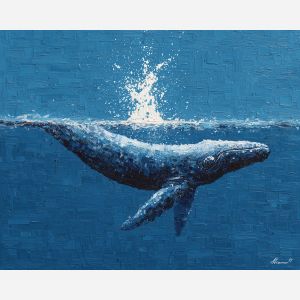 pixel whale, minimal sea creature, navy pixel blocks, simple whale sprite, white splash pixel, ocean animal icon, low-res marine art, geometric whale