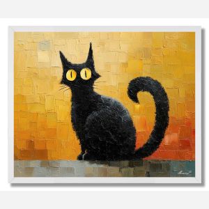 PIXEL CAT SILHOUETTE - FRAMED