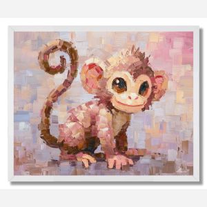PIXEL KAWAII MONKEY - FRAMED