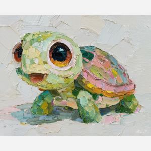 kawaii turtle pixel, pastel shell design, cute green sprite, chibi turtle, big eye animal pixel, adorable creature, tiny turtle icon