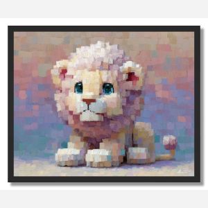 PIXEL KAWAII LION - FRAMED