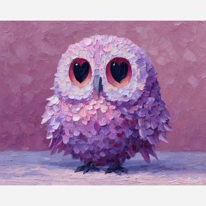 kawaii owl pixel, pastel purple sprite, heart eyes pixel, round owl, cute bird icon, adorable pixel character, chibi owl, soft animal art