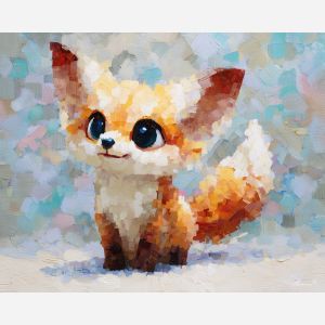 kawaii pixel fox, cute pixel animal, pastel orange fox, big pixel eyes, round fox sprite, adorable pixel art, soft palette, tiny fox icon, cute sprite, minimal fox