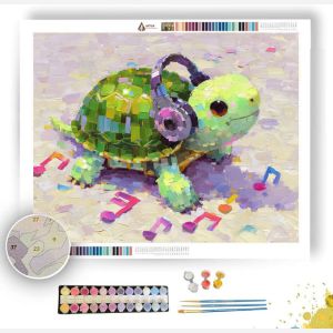 KAWAII TURTLE LISTENING TO MUSIC - Paint by Numbers Full Kit