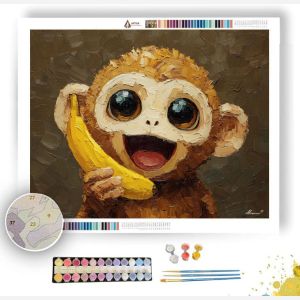 KAWAII MONKEY EATING A BANANA - Paint by Numbers Full Kit