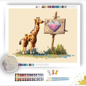 KAWAII GIRAFFE PAINTING A SIGN - Paint by Numbers Full Kit