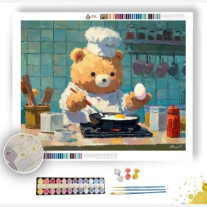 KAWAII BEAR COOKING BREAKFAST - Paint by Numbers Full Kit