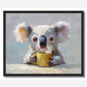 KAWAII KOALA DRINKING COFFEE - FRAMED