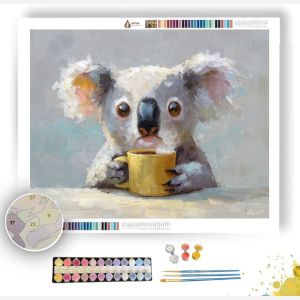 KAWAII KOALA DRINKING COFFEE - Paint by Numbers Full Kit