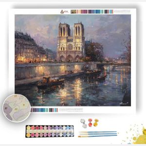 PARIS NOTRE DAME RIVERSIDE EVENING - Paint by Numbers Full Kit