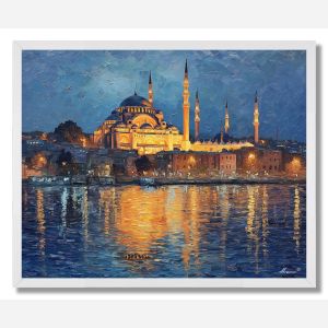 ISTANBUL BOSPHORUS BLUE MOSQUE GLOW - FRAMED