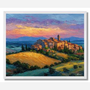 TUSCAN HILLTOP VILLAGE GOLD FIELDS - FRAMED