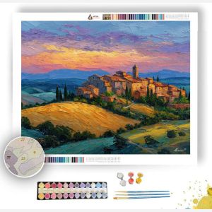 TUSCAN HILLTOP VILLAGE GOLD FIELDS - Paint by Numbers Full Kit