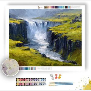 ICELAND GOLDEN FALLS AND MOSS - Paint by Numbers Full Kit