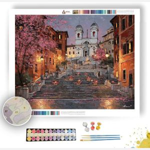 ROME SPANISH STEPS BLOSSOM TWILIGHT - Paint by Numbers Full Kit