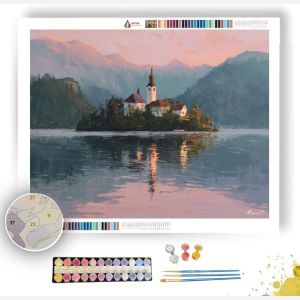 LAKE BLED ISLAND CHAPEL DAWN - Paint by Numbers Full Kit