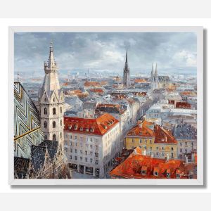 VIENNA ST STEPHENS SPIRE ABOVE ROOFS - FRAMED