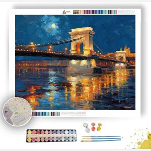 BUDAPEST CHAIN BRIDGE MOON RIVER - Paint by Numbers Full Kit