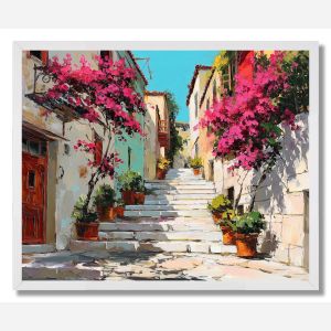 ATHENS PLAKA SUNLIT STEPS - FRAMED