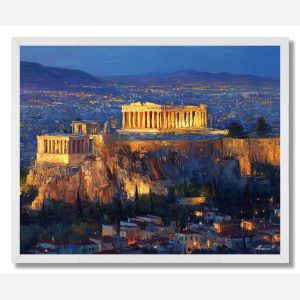 ACROPOLIS ABOVE ATHENS TWILIGHT - FRAMED