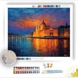 BUDAPEST PARLIAMENT RIVERFIRE - Paint by Numbers Full Kit